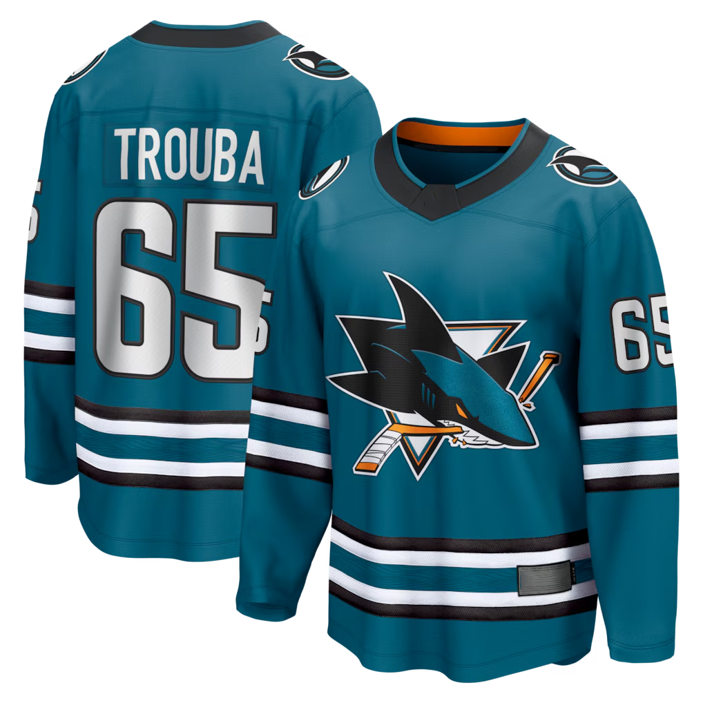 Kooe S.Jose Sharks #65 Jacob Trouba Teal Home Breakaway Jerseys