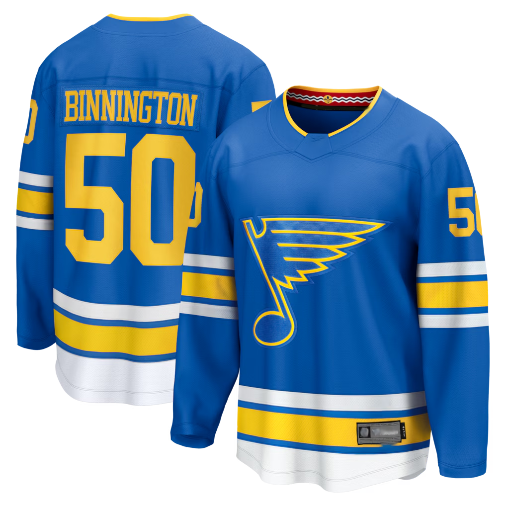 Kooe St.L.Blues #50 Jordan Binnington Blue Home Breakaway Jerseys