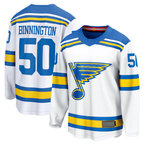 Kooe St.L.Blues #50 Jordan Binnington White Away Breakaway Player Jerseys