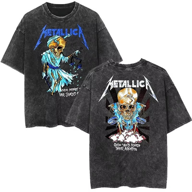 Cheap T-shirt Jerseys Rare Metallica Rock Band's Vintage Washed T-shirt Is Retro 2026 High-end Luxury Is for Both Men and Women Top Y2k