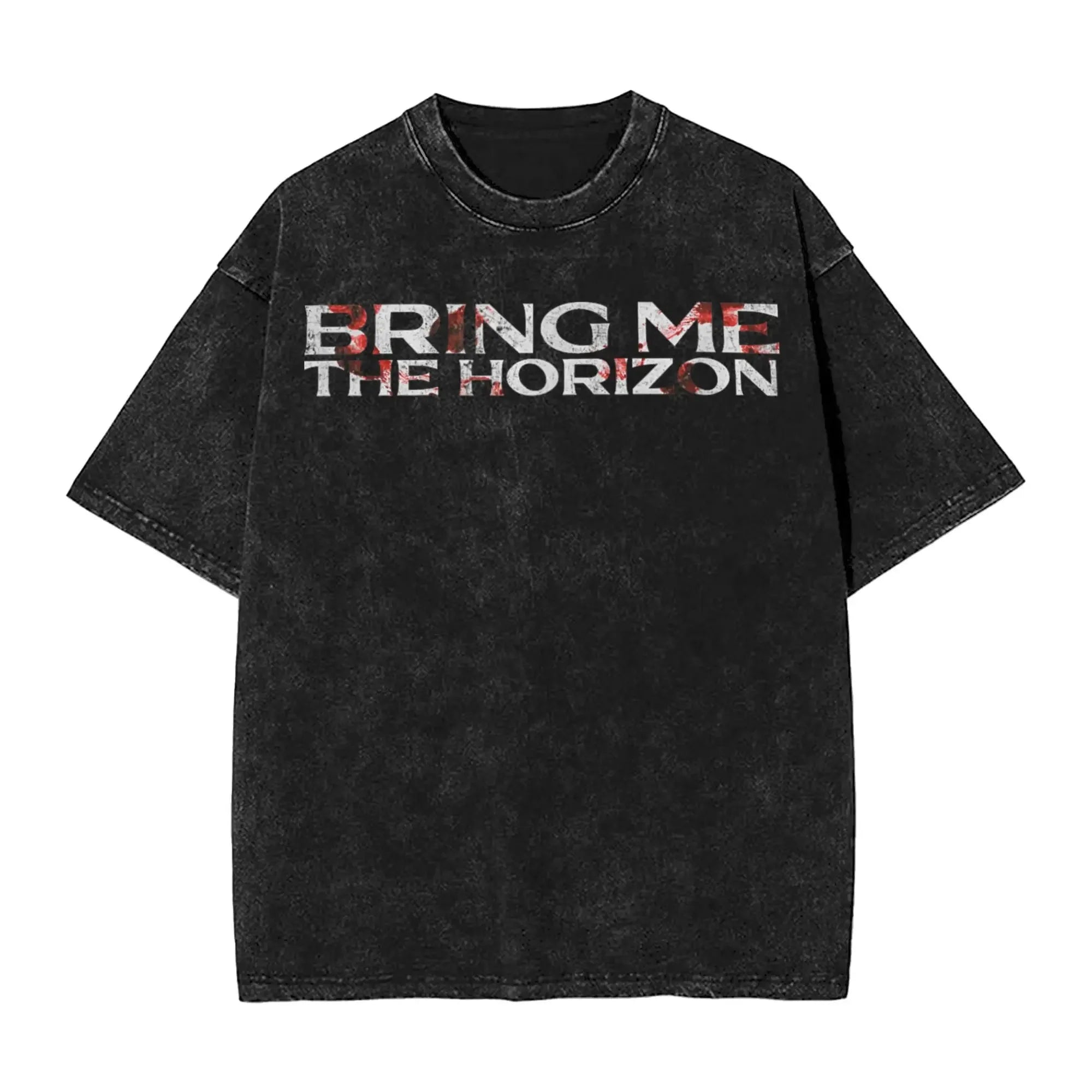 Cheap T-shirt Jerseys Short Sleeved Round Neck Y2k Tshirt Men New in Top & Tees Mens T-Shirt ROCK Band Bring Me The Horizon Tees for Fans BMTH Washed