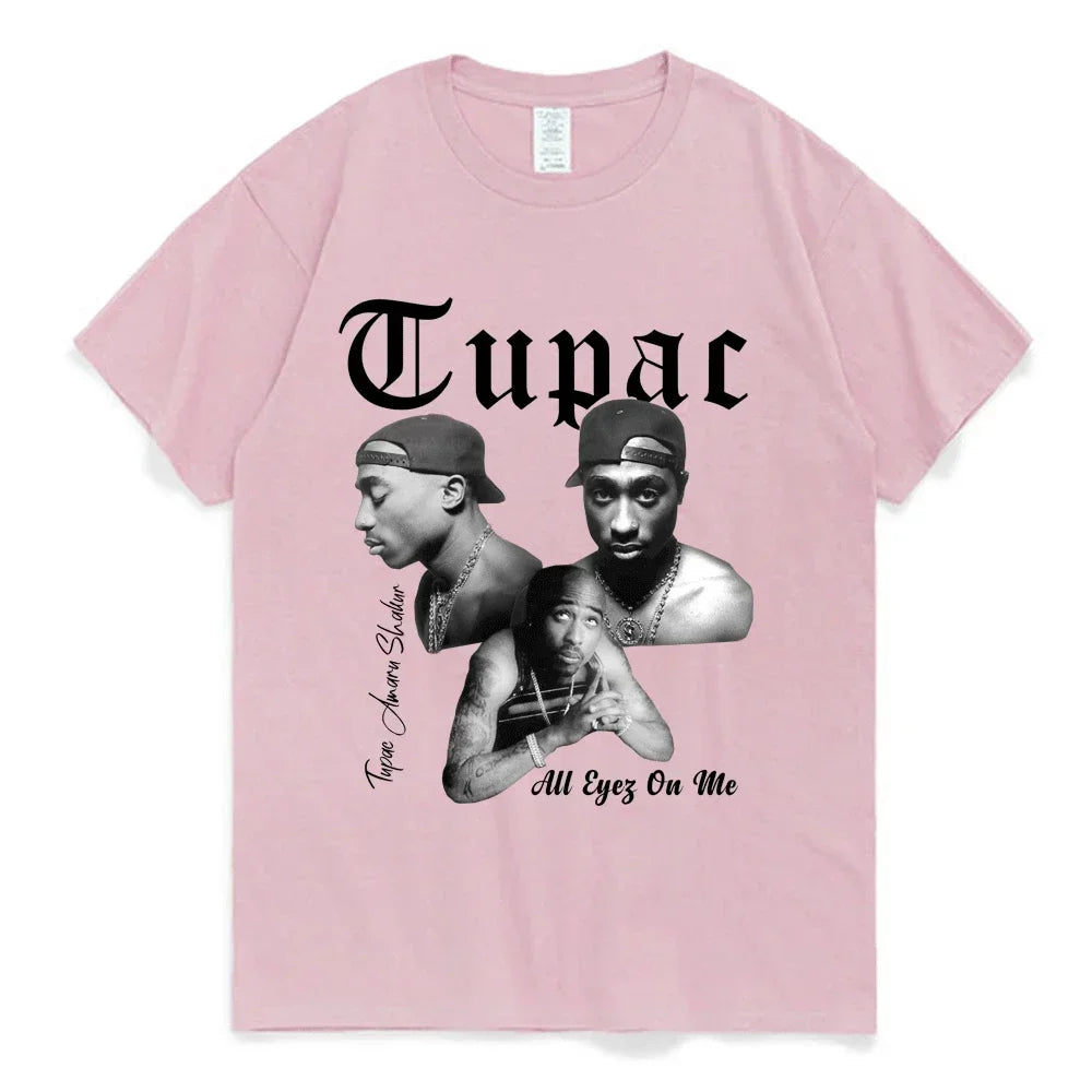 Cheap T-shirt Jerseys Fashion Rapper Tupac 2pac Cartoon Top Harajuku print ladies T-shirt casual basics O-collar T shirt short sleeve ladies T-shirts