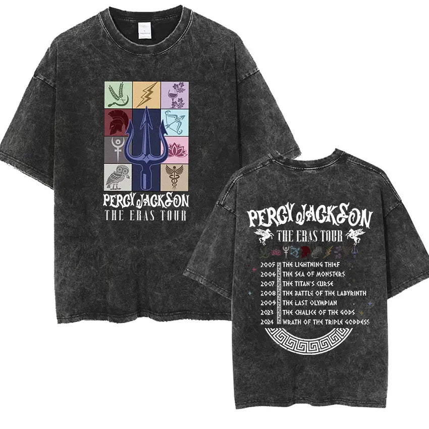Cheap T-shirt Jerseys Camp Half Blood Long Island Sound Print T Shirts Percy Jackson Vintage Washed T-Shirt Men Women High Quality Short Sleeve TShirt