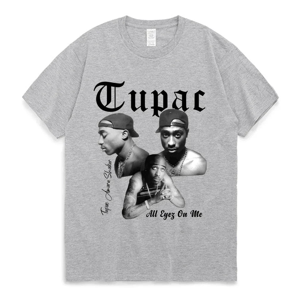 Cheap T-shirt Jerseys Fashion Rapper Tupac 2pac Cartoon Top Harajuku print ladies T-shirt casual basics O-collar T shirt short sleeve ladies T-shirts