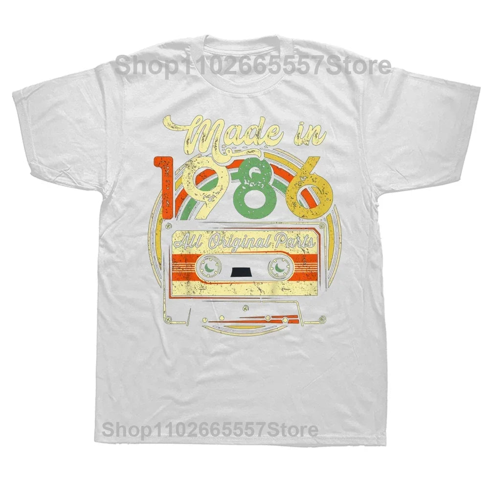 Cheap T-shirt Jerseys Novelty Made in 1986 40th Cassette Tape Vintage T Shirts Streetwear Short Sleeve Birthday Gifts Summer T-shirt Mens Clothing