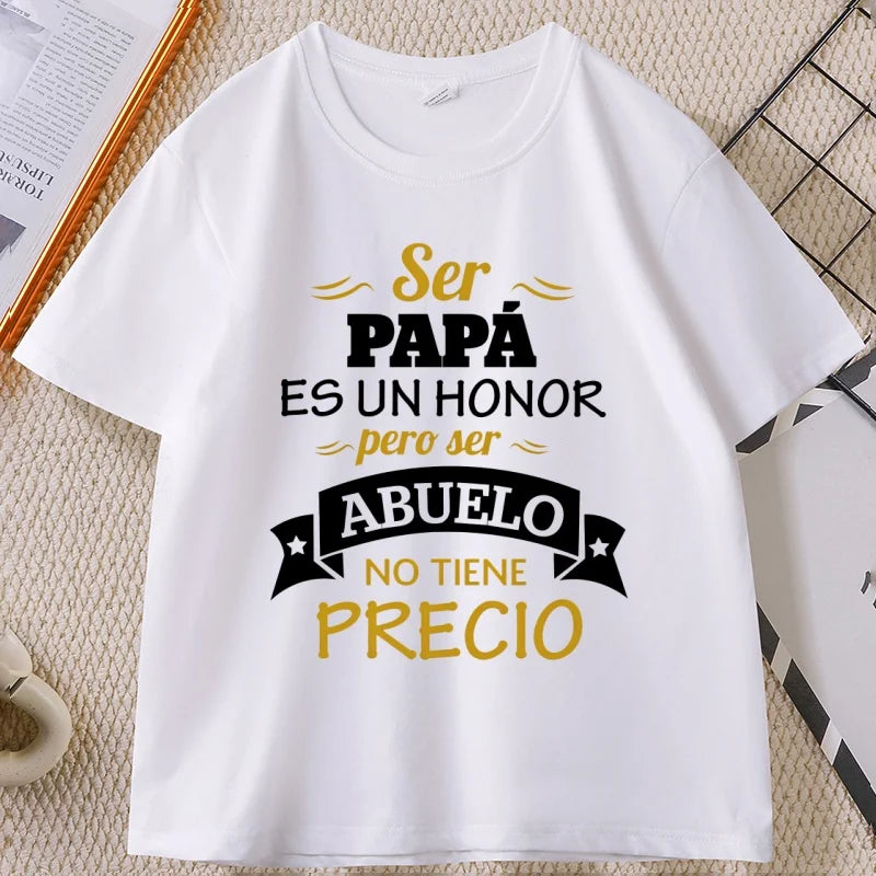 Cheap T-shirt Jerseys Ser Papa Es Un Honor Ser Abuelo T Shirt Father Grandfather Graphic T Shirts Spain Papa T-shirt Man women Cotton High Quality top