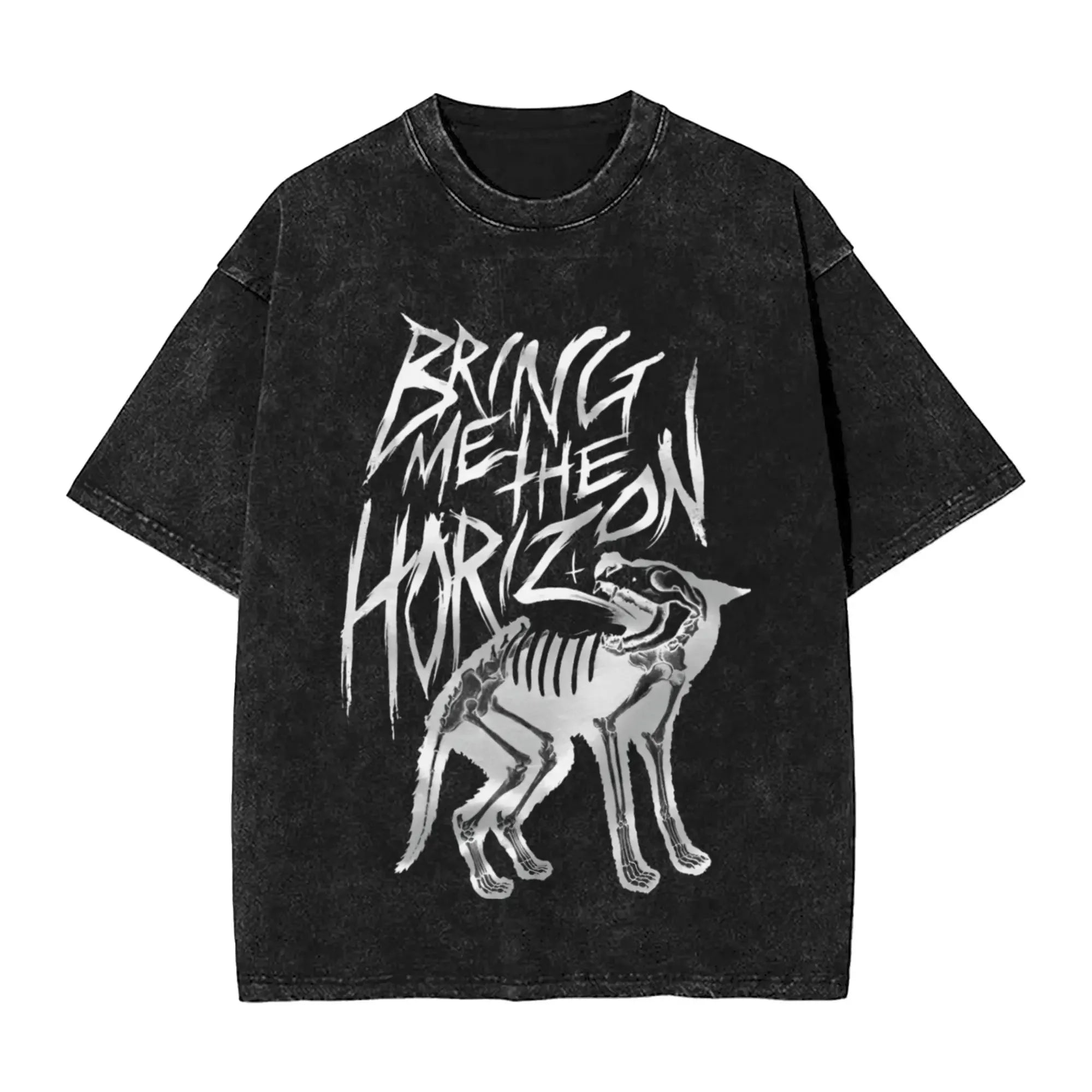 Cheap T-shirt Jerseys Short Sleeved Round Neck Y2k Tshirt Men New in Top & Tees Mens T-Shirt ROCK Band Bring Me The Horizon Tees for Fans BMTH Washed