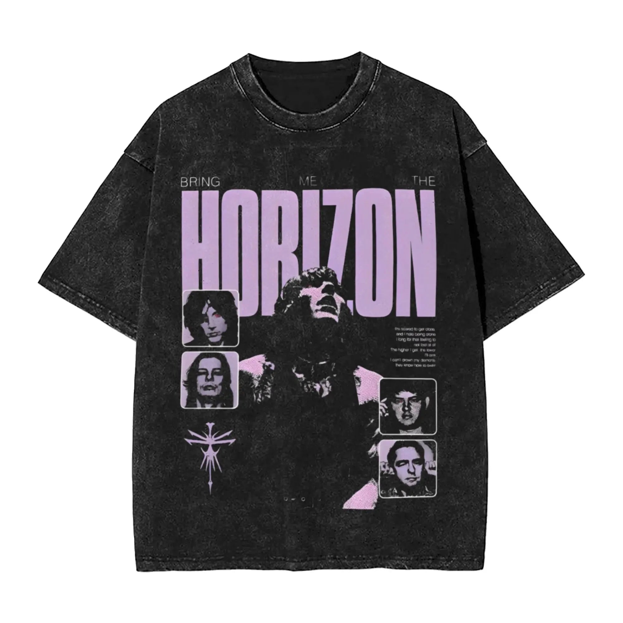 Cheap T-shirt Jerseys Short Sleeved Round Neck Y2k Tshirt Men New in Top & Tees Mens T-Shirt ROCK Band Bring Me The Horizon Tees for Fans BMTH Washed