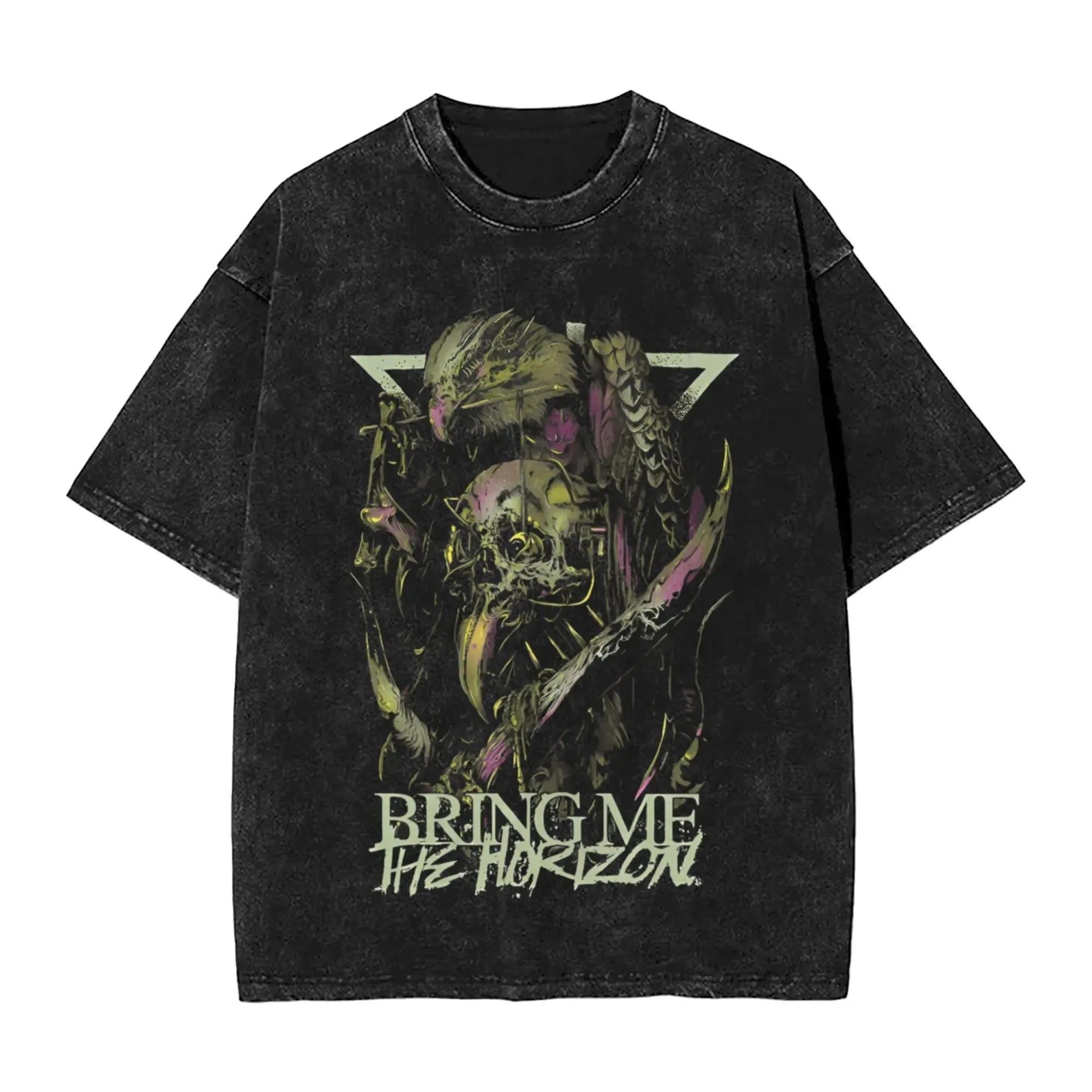 Cheap T-shirt Jerseys Short Sleeved Round Neck Y2k Tshirt Men New in Top & Tees Mens T-Shirt ROCK Band Bring Me The Horizon Tees for Fans BMTH Washed