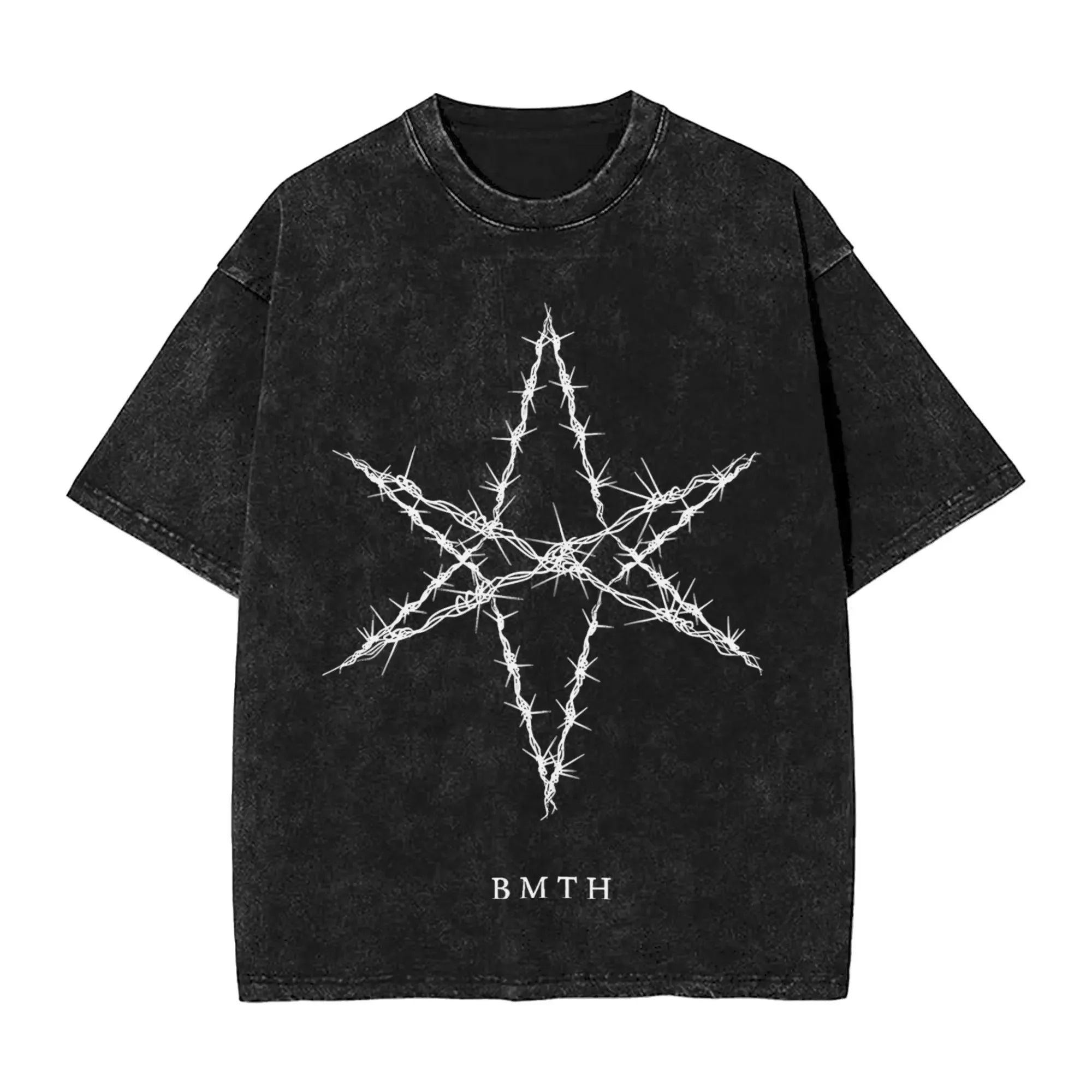 Cheap T-shirt Jerseys Short Sleeved Round Neck Y2k Tshirt Men New in Top & Tees Mens T-Shirt ROCK Band Bring Me The Horizon Tees for Fans BMTH Washed