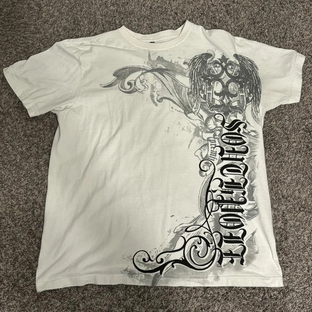 Cheap T-shirt Jerseys Summer Classic Y2K Gothic Style T-shirt Print Oversized T Shirt High Street Shirts Round Neck Cotton Tops Mens Women T Shirt Tee