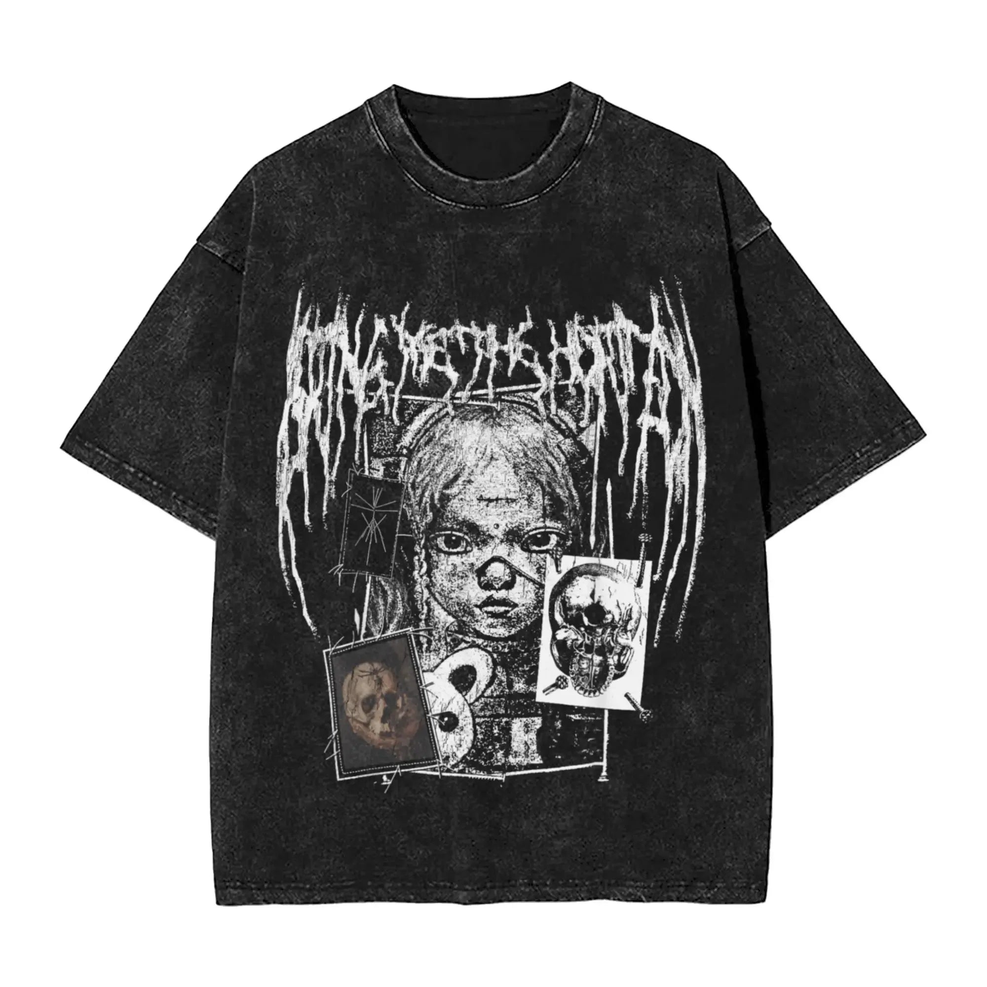Cheap T-shirt Jerseys Short Sleeved Round Neck Y2k Tshirt Men New in Top & Tees Mens T-Shirt ROCK Band Bring Me The Horizon Tees for Fans BMTH Washed
