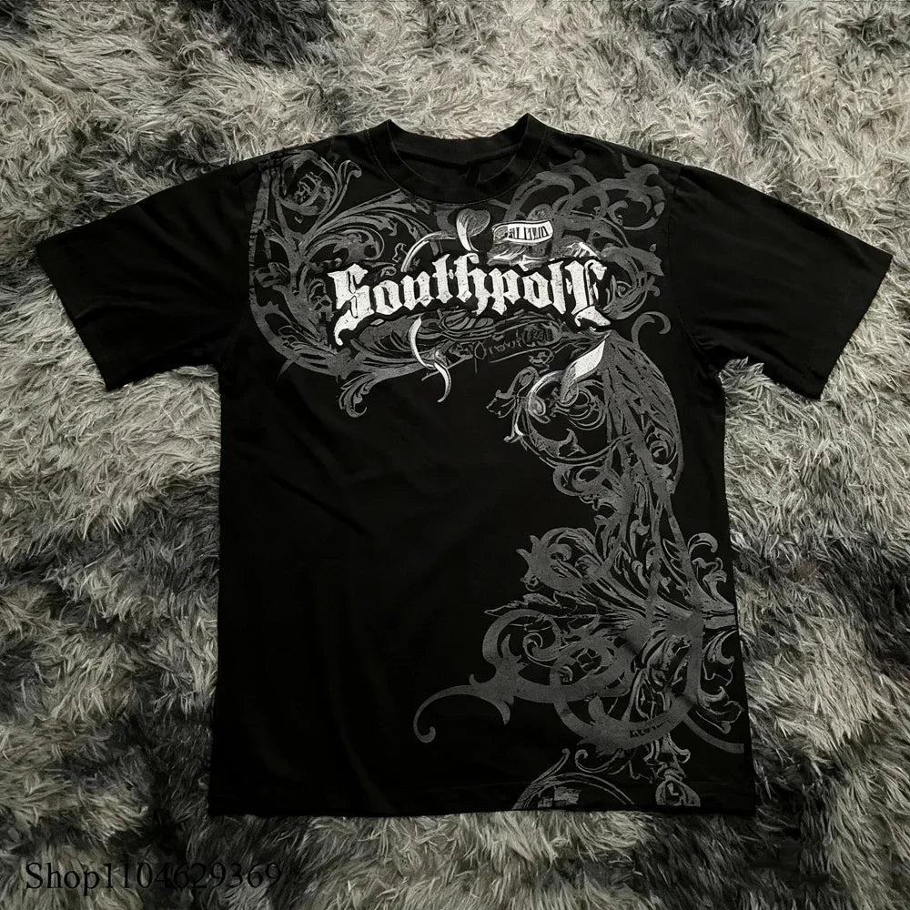 Cheap T-shirt Jerseys Classic Y2K Gothic Style T-shirt Print Oversized T Shirt High Street Shirts Gothic Round Neck Cotton Tops New Mens Women T Shirt