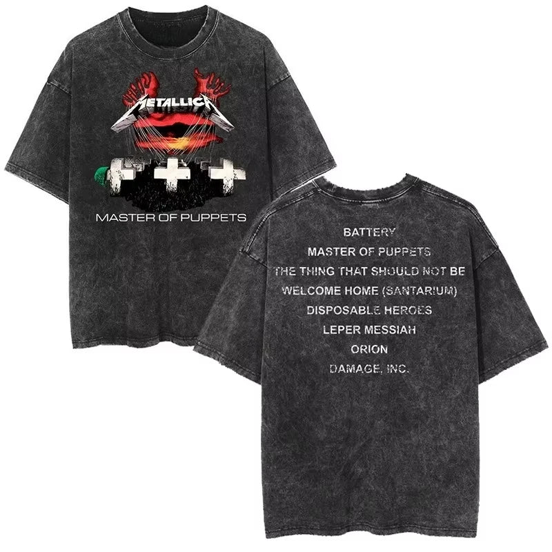 Cheap T-shirt Jerseys Rare Metallica Rock Band's Vintage Washed T-shirt Is Retro 2026 High-end Luxury Is for Both Men and Women Top Y2k