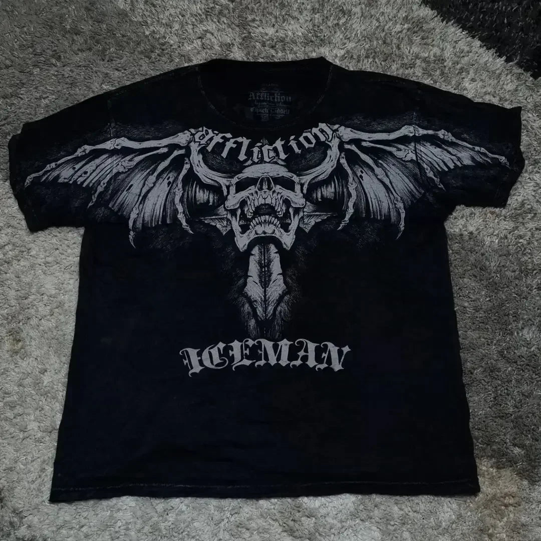 Cheap T-shirt Jerseys 90s American Trendy Retro Fashion Print Round Neck Short-sleeved T-shirt Men Womens Y2K Street Style Gothic Couple Sports