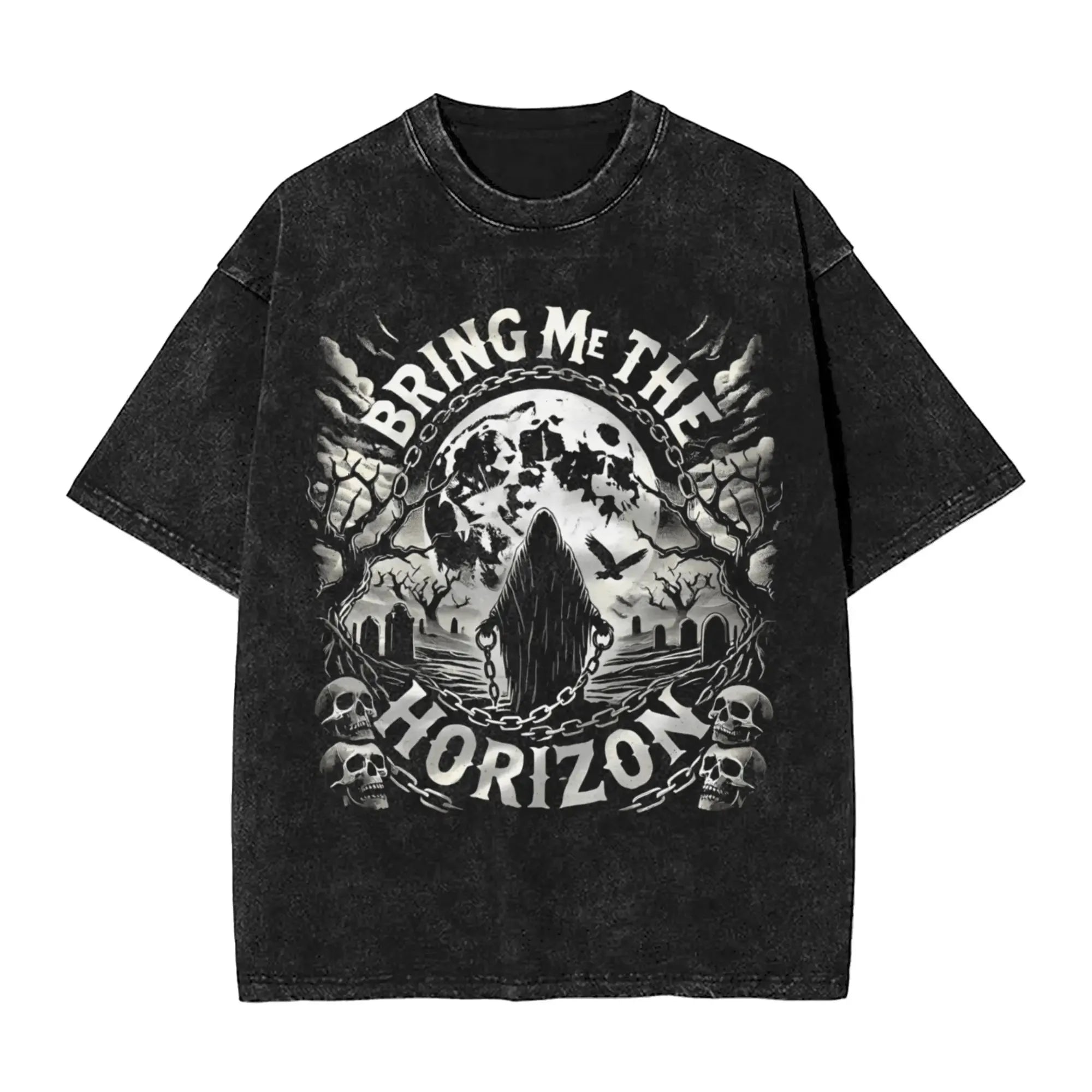 Cheap T-shirt Jerseys Short Sleeved Round Neck Y2k Tshirt Men New in Top & Tees Mens T-Shirt ROCK Band Bring Me The Horizon Tees for Fans BMTH Washed