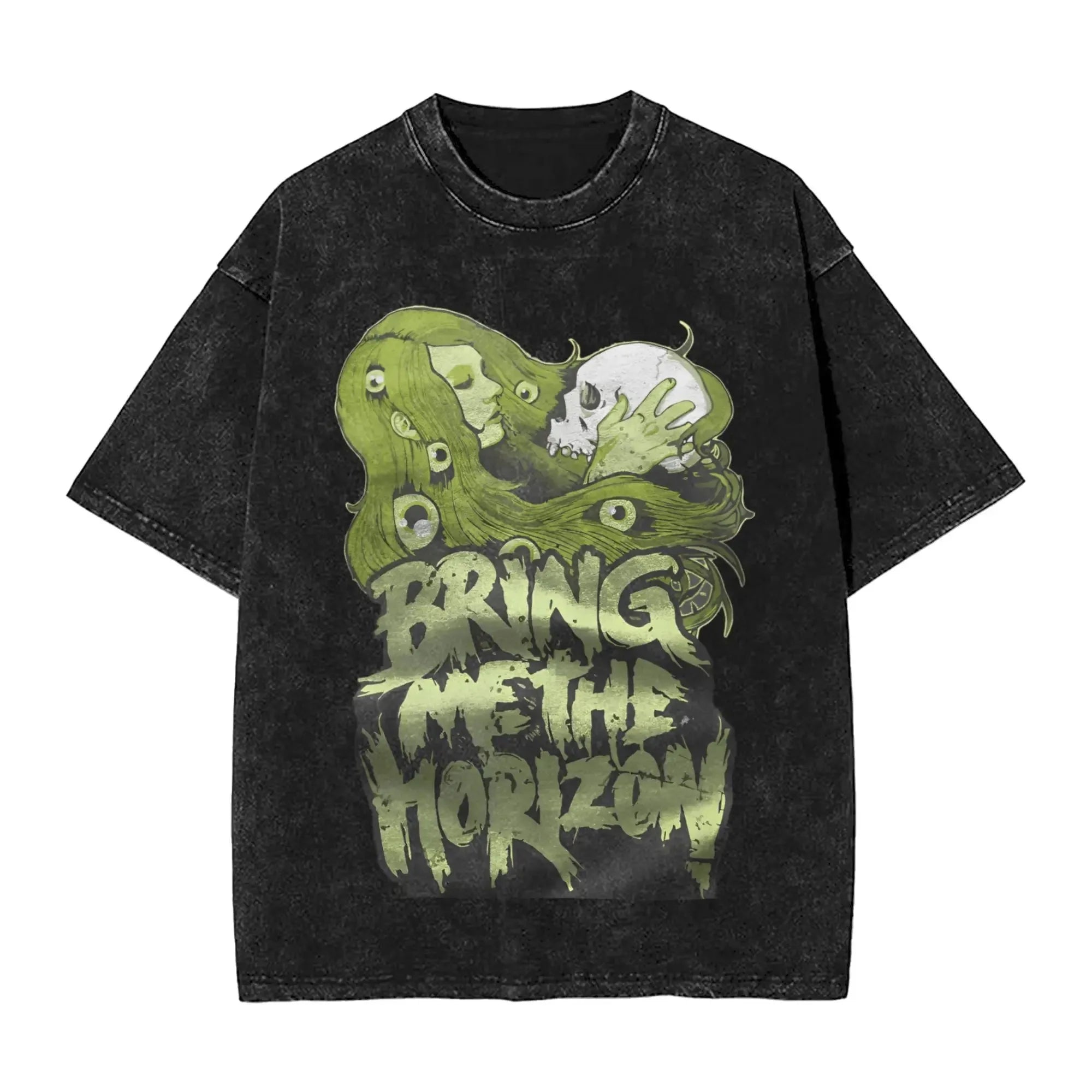 Cheap T-shirt Jerseys Short Sleeved Round Neck Y2k Tshirt Men New in Top & Tees Mens T-Shirt ROCK Band Bring Me The Horizon Tees for Fans BMTH Washed
