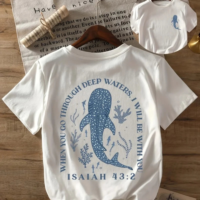 Cheap T-shirt Jerseys Eco Ocean Conservation Shark T-shirt Men Women 2025 Summer Whale Shark Print Loose O-neck Short Sleeve Save The Ocean Tee