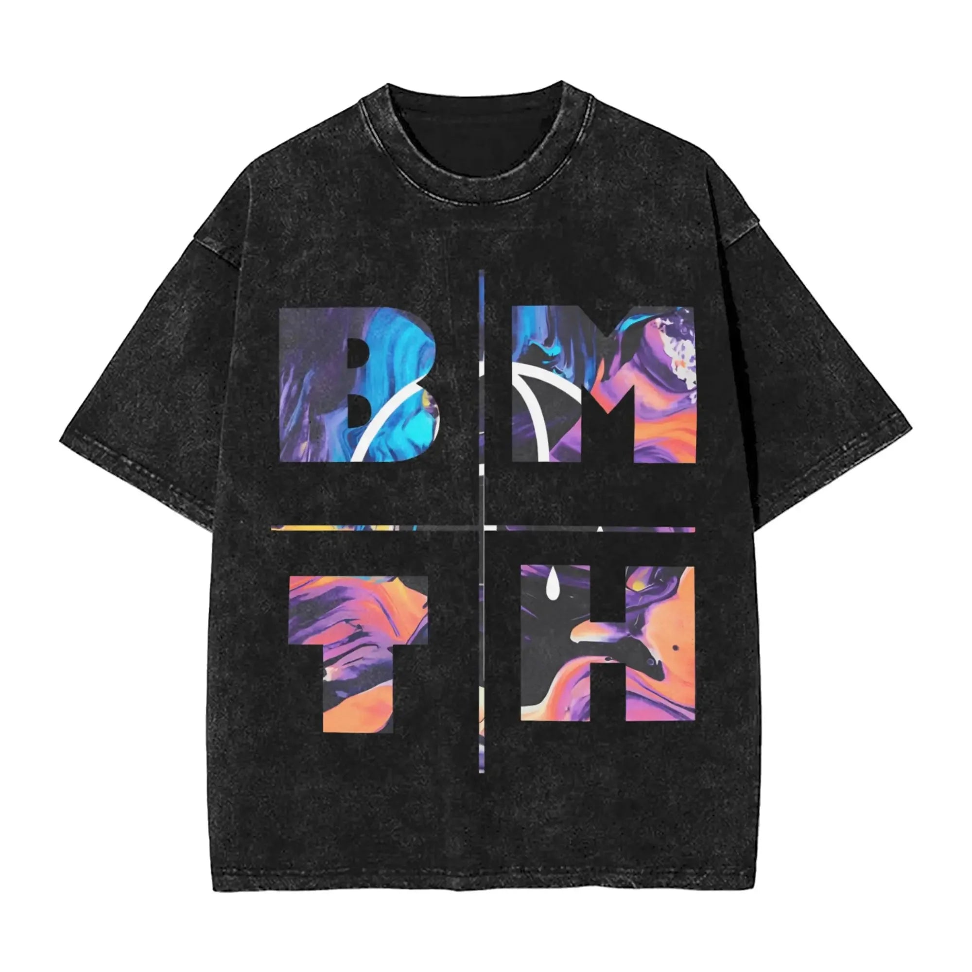 Cheap T-shirt Jerseys Short Sleeved Round Neck Y2k Tshirt Men New in Top & Tees Mens T-Shirt ROCK Band Bring Me The Horizon Tees for Fans BMTH Washed