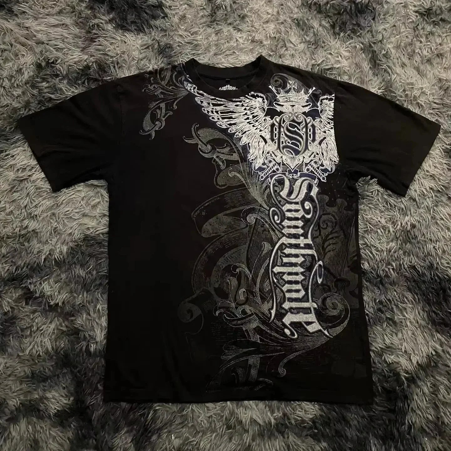 Cheap T-shirt Jerseys Classic Y2K Gothic Style T-shirt Print Oversized T Shirt High Street Shirts Gothic Round Neck Cotton Tops New Mens Women T Shirt