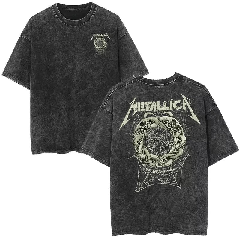 Cheap T-shirt Jerseys Rare Metallica Rock Band's Vintage Washed T-shirt Is Retro 2026 High-end Luxury Is for Both Men and Women Top Y2k