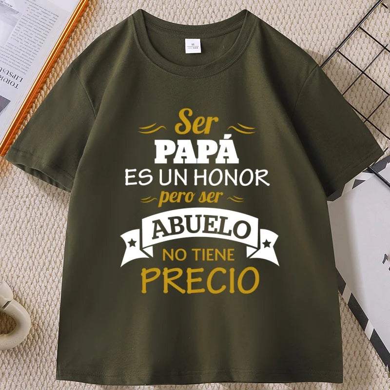 Cheap T-shirt Jerseys Ser Papa Es Un Honor Ser Abuelo T Shirt Father Grandfather Graphic T Shirts Spain Papa T-shirt Man women Cotton High Quality top