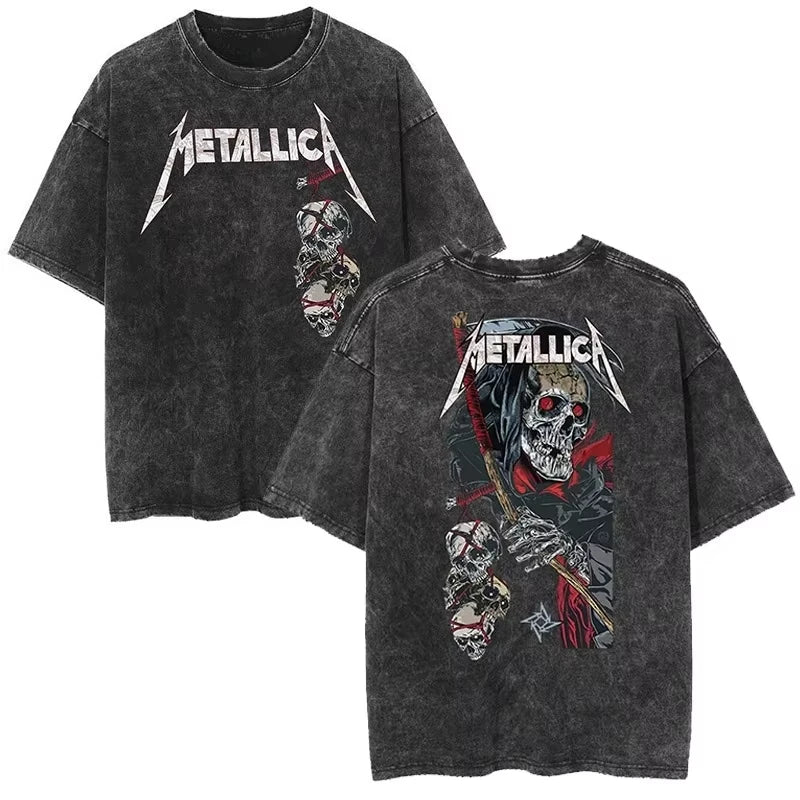 Cheap T-shirt Jerseys Rare Metallica Rock Band's Vintage Washed T-shirt Is Retro 2026 High-end Luxury Is for Both Men and Women Top Y2k