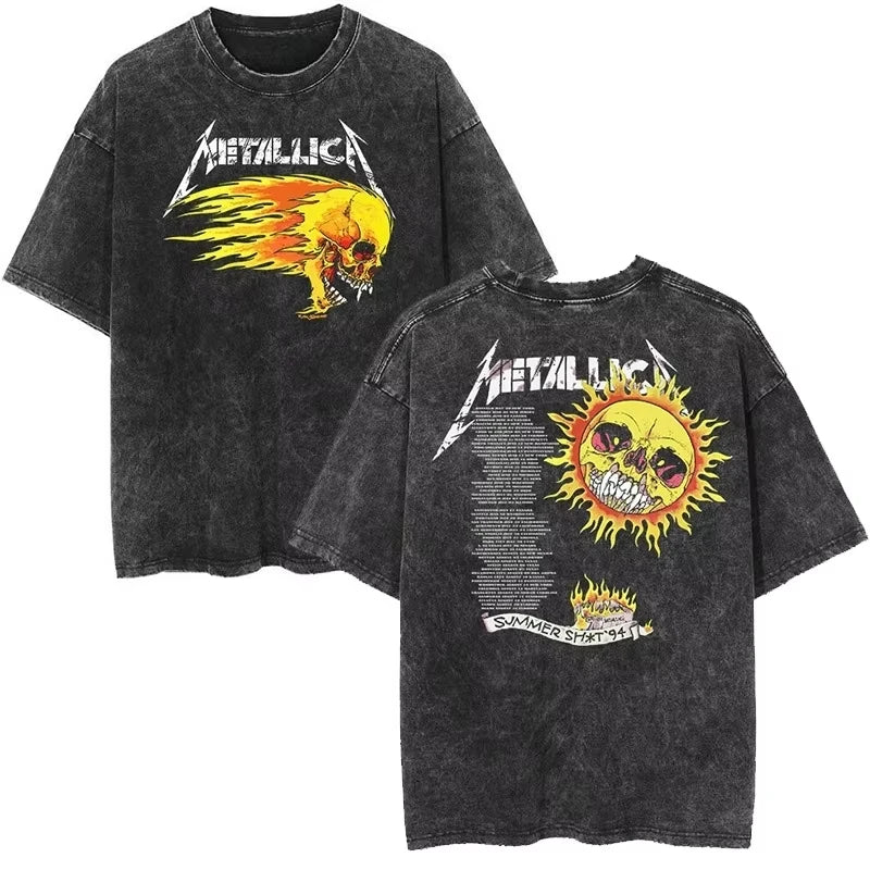 Cheap T-shirt Jerseys Rare Metallica Rock Band's Vintage Washed T-shirt Is Retro 2026 High-end Luxury Is for Both Men and Women Top Y2k
