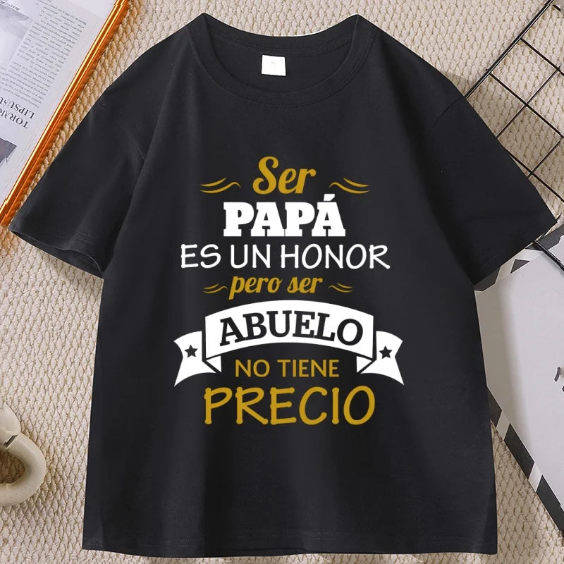 Cheap T-shirt Jerseys Ser Papa Es Un Honor Ser Abuelo T Shirt Father Grandfather Graphic T Shirts Spain Papa T-shirt Man women Cotton High Quality top