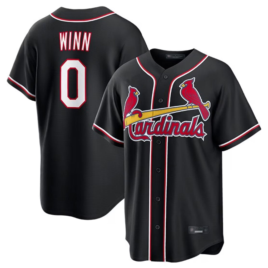Kooe St. Louis Cardinals #0 Masyn Winn Player Black Carbon Fashio Game Stitched Jerseys