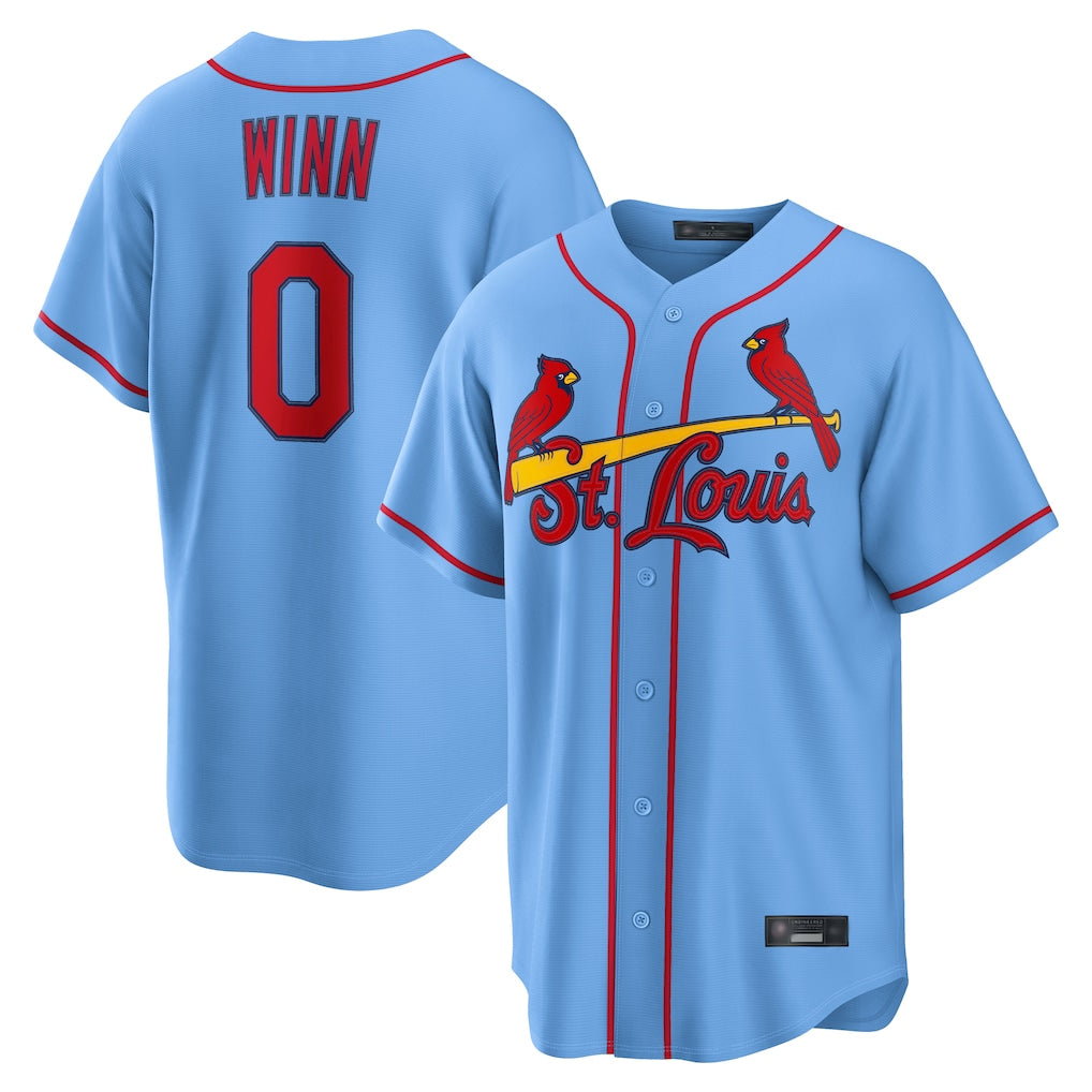 Kooe St. Louis Cardinals #0 Masyn Winn Player Light Blue  Home Game Stitched Jerseys