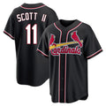 Kooe St. Louis Cardinals #11 Victor Scott II Player Black Carbon Fashio Game Stitched Jerseys