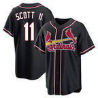 Kooe St. Louis Cardinals #11 Victor Scott II Player Black Carbon Fashio Game Stitched Jerseys