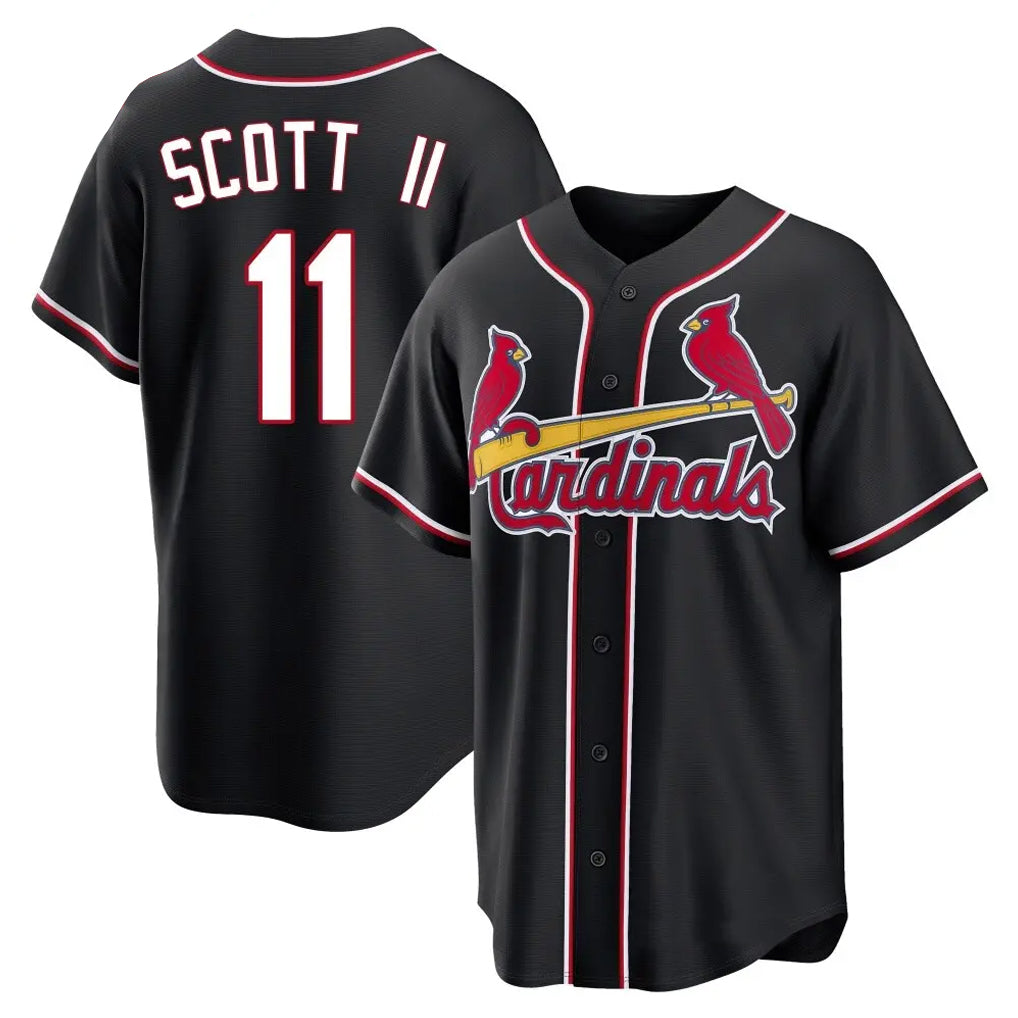 Kooe St. Louis Cardinals #11 Victor Scott II Player Black Carbon Fashio Game Stitched Jerseys