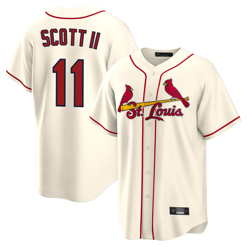 Kooe St. Louis Cardinals #11 Victor Scott II Player Cream Home Game Stitched Jerseys