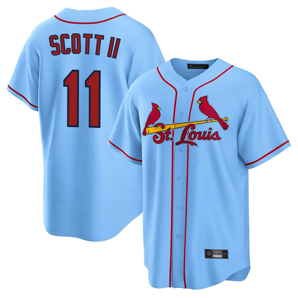 Kooe St. Louis Cardinals #11 Victor Scott II Player Light Blue Home Game Stitched Jerseys