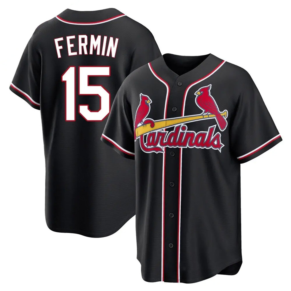 Kooe St. Louis Cardinals #15 Jose Fermin Player Black Carbon Fashio Game Stitched Jerseys