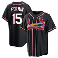 Kooe St. Louis Cardinals #15 Jose Fermin Player Black Carbon Fashio Game Stitched Jerseys