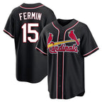 Kooe St. Louis Cardinals #15 Jose Fermin Player Black Carbon Fashio Game Stitched Jerseys