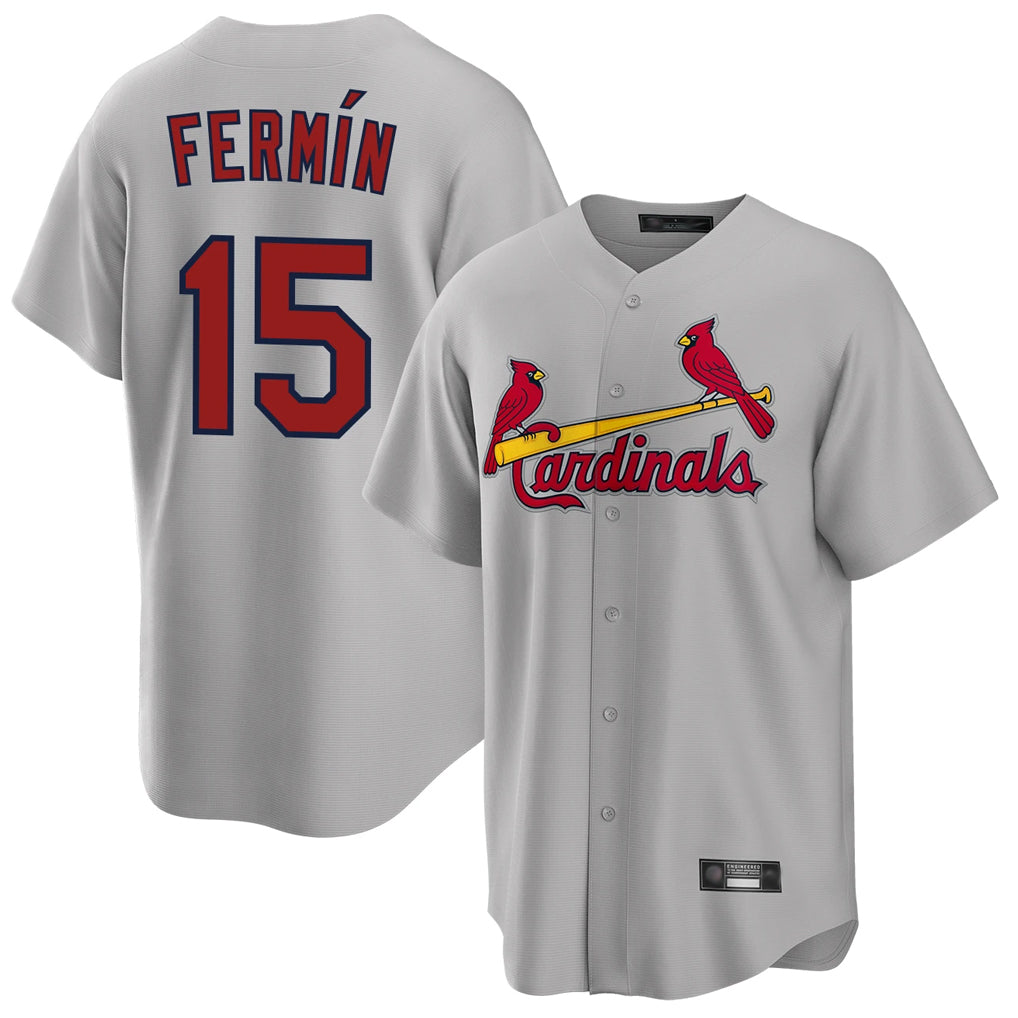 Kooe St. Louis Cardinals #15 Jose Fermin Player Gray Home Game Stitched Jerseys