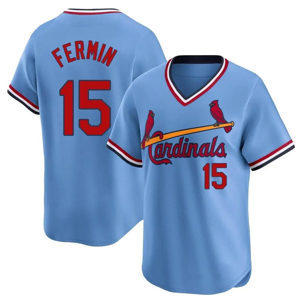 Kooe St. Louis Cardinals #15 Jose Fermin Player Light Blue City Connect Home T-shirt Stitched Jerseys