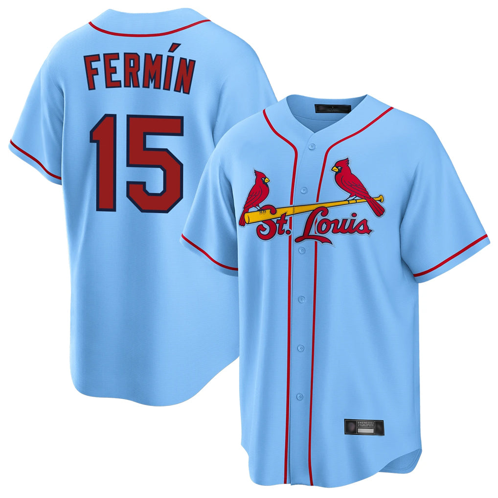 Kooe St. Louis Cardinals #15 Jose Fermin Player Light Blue Home Game Stitched Jerseys