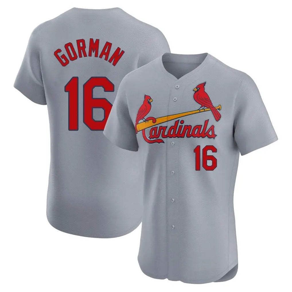 Kooe St. Louis Cardinals #16 Nolan Gorman Player Gray Home Limited Elite Stitched Jerseys