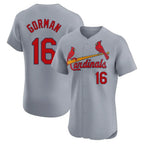 Kooe St. Louis Cardinals #16 Nolan Gorman Player Gray Home Limited Elite Stitched Jerseys