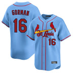 Kooe St. Louis Cardinals #16 Nolan Gorman Player Light Blue Home Limited Stitched Jerseys