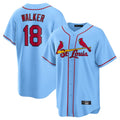 Kooe St. Louis Cardinals #18 Jordan Walker Player Light Blue Home Game Stitched Jerseys