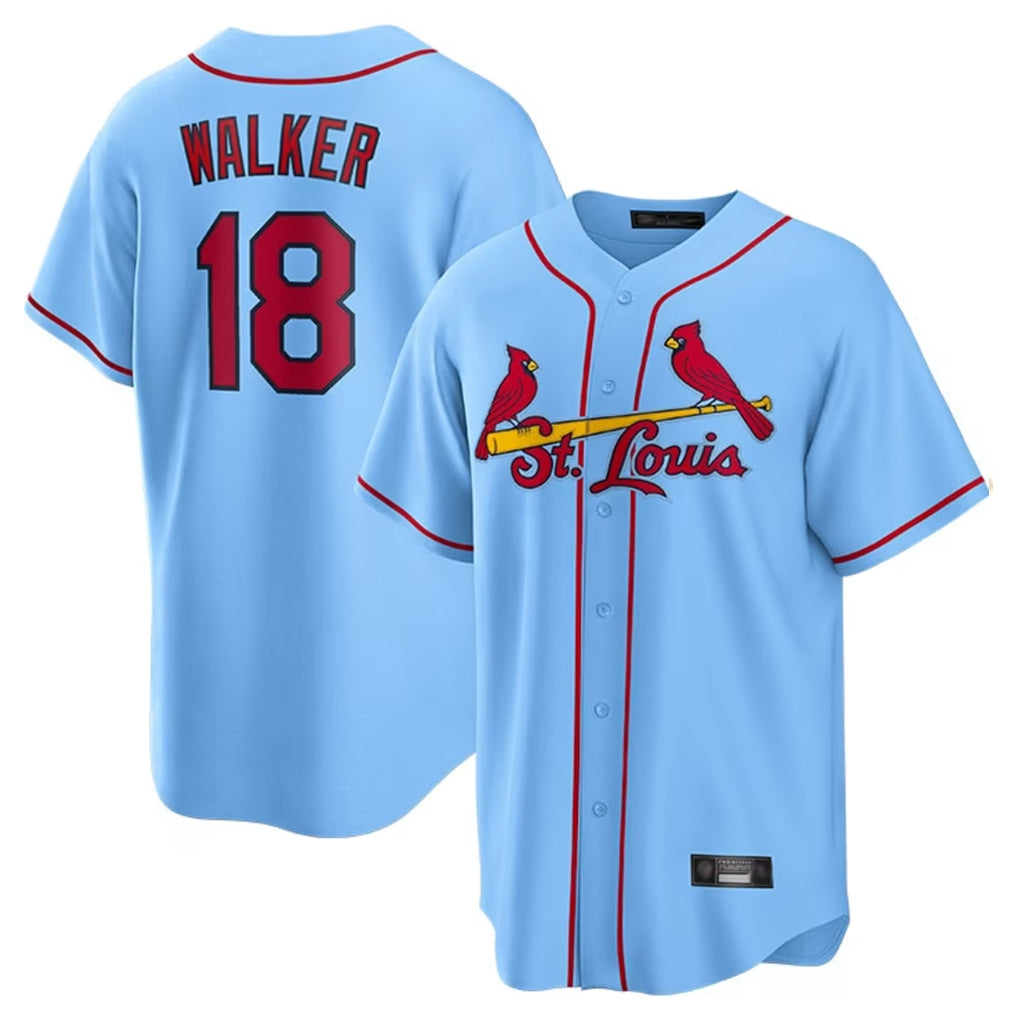 Kooe St. Louis Cardinals #18 Jordan Walker Player Light Blue Home Game Stitched Jerseys