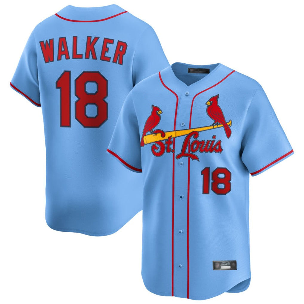 Kooe St. Louis Cardinals #18 Jordan Walker Player Light Blue Home Limited Stitched Jerseys