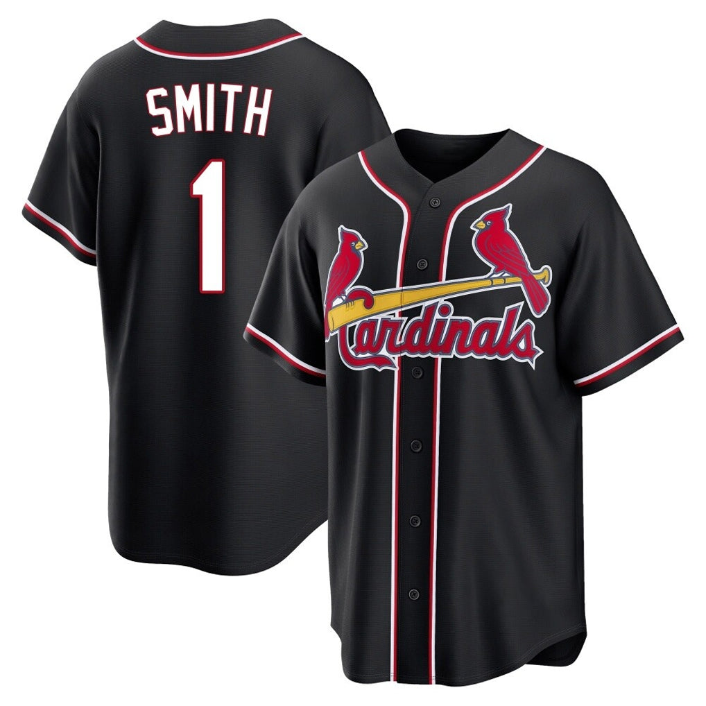 Kooe St. Louis Cardinals #1 Ozzie Smith Player Black Carbon Fashio Game Stitched Jerseys