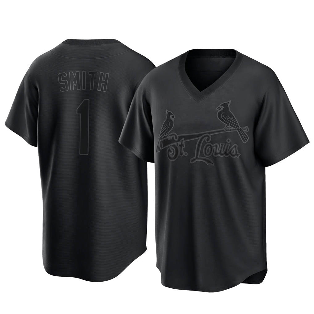 Kooe St. Louis Cardinals #1 Ozzie Smith Player Black City Connect T-shirt Stitched Jerseys